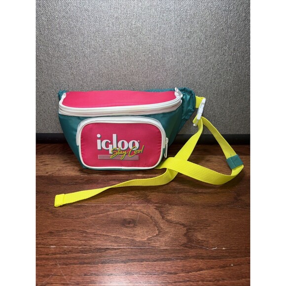 Vintage Igloo Retro Collection Stay Cool 90’s Teal /Pink Cooler Fanny Pack - Picture 1 of 6